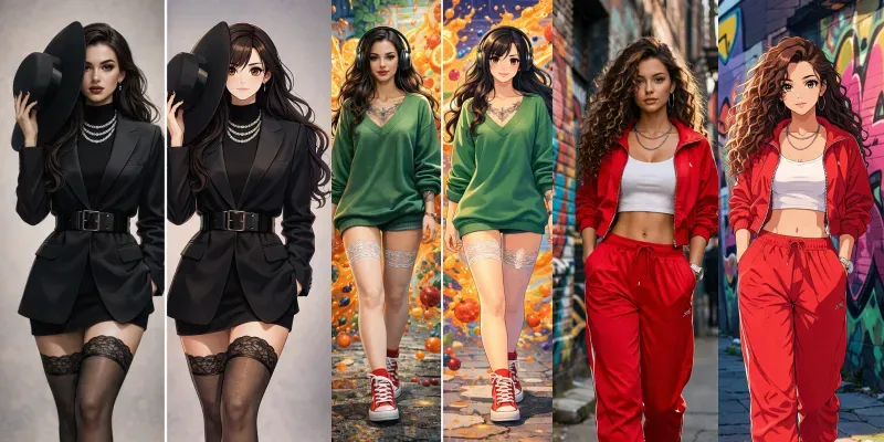 Real Vs Anime Split Composition Renders generated by undefined