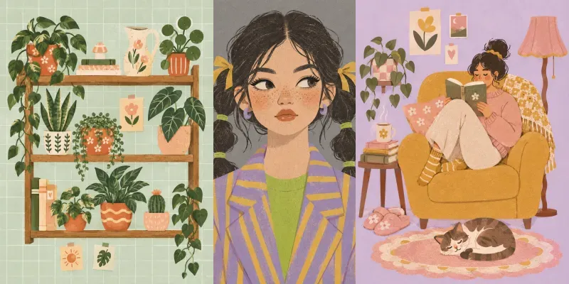 Grainy Pastel Pop Vector Illustrations