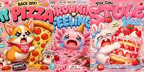 Cute Crybaby Food Chaos Posters generated by chatgpt-image