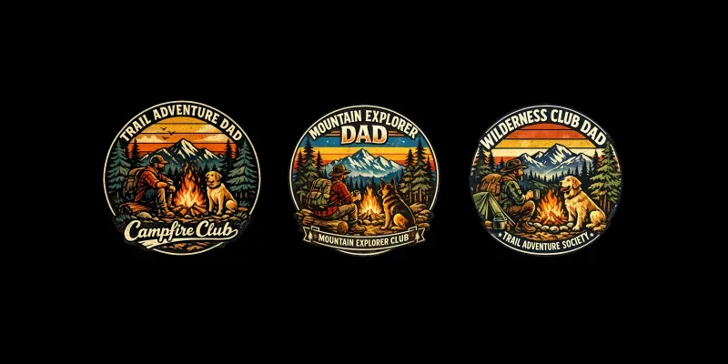 Dog Dad Hiking Campfire Club Tshirts generated by undefined