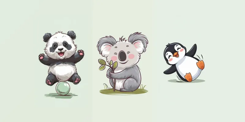 Whimsical Cute Animal Poses Packs generated by undefined