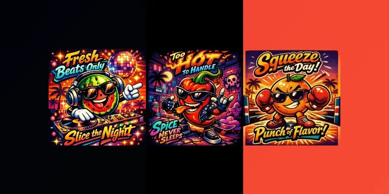 Retro Tropical Cartoons generated by undefined