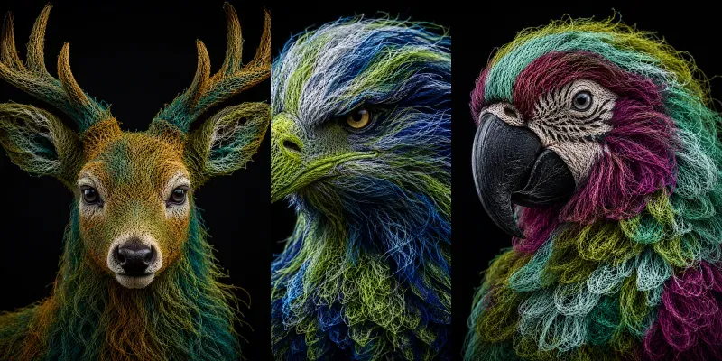Colorful Animal And Bird Portraits generated by undefined