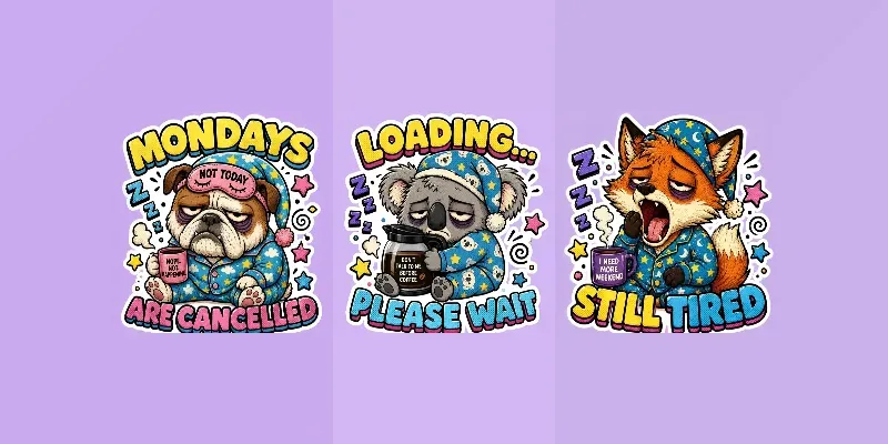 Sleepy Grumpy Animal Sticker Art generated by undefined