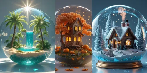 3D Miniature Cozy Terrarium Globes generated by leonardo