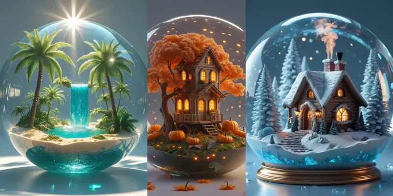 3d Miniature Cozy Terrarium Globes generated by undefined