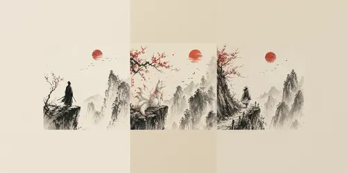 Zen Ink Landscape Lone Wanderers generated by chatgpt-image