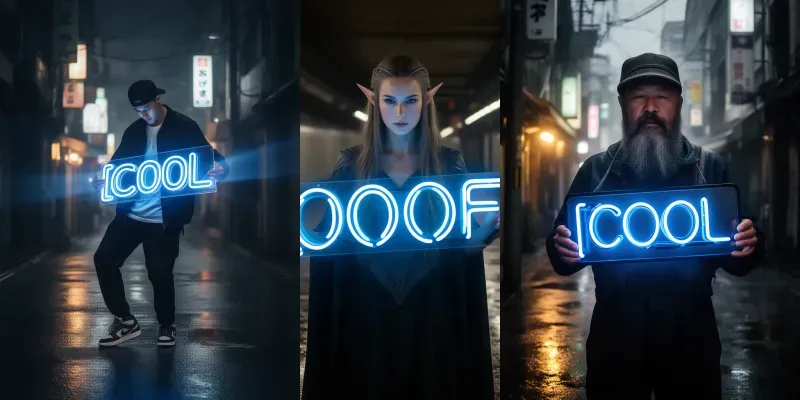 Cinematic Neon Typography Portraits generated by undefined