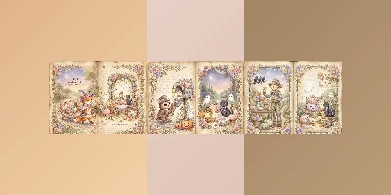 Pastel Halloween Double Spread Pages generated by undefined