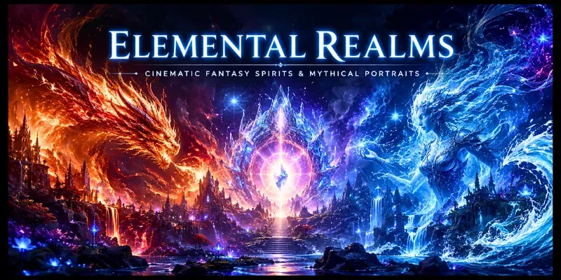 Fantasy Elemental Spirits Portraits Art generated by undefined