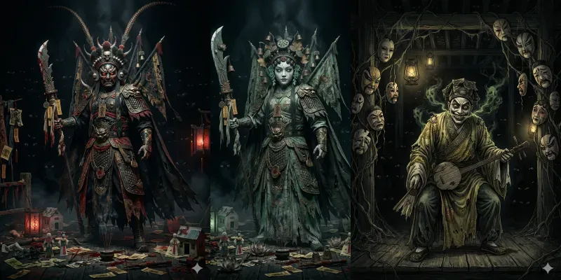 Dark Chinese Folklore Opera Horrors generated by undefined