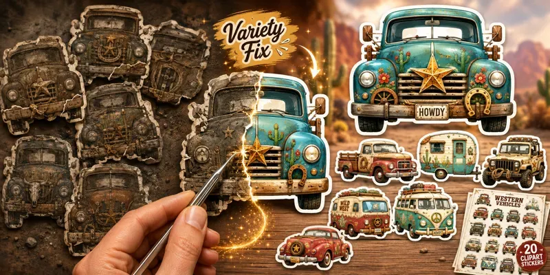 Western Vehicle Ephemera Clipart Sheets generated by undefined