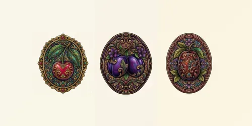 Botanical Drupe Medallions generated by gemini-image