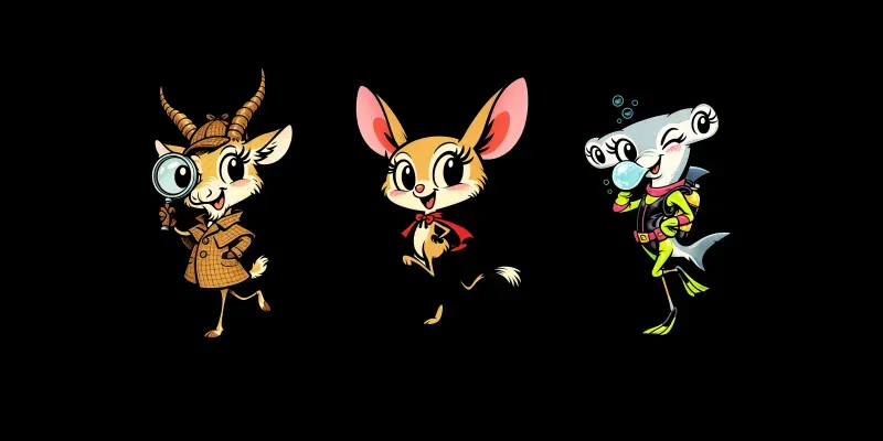 Retro Whimsical Cartoon Mascot Cliparts generated by undefined