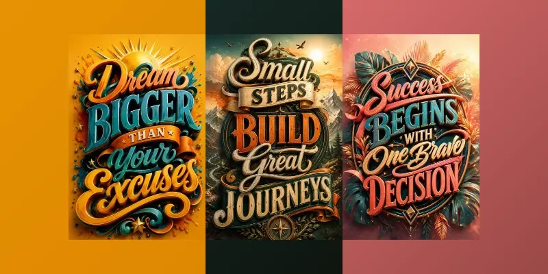 3D Motivational Typography Posters generated by undefined