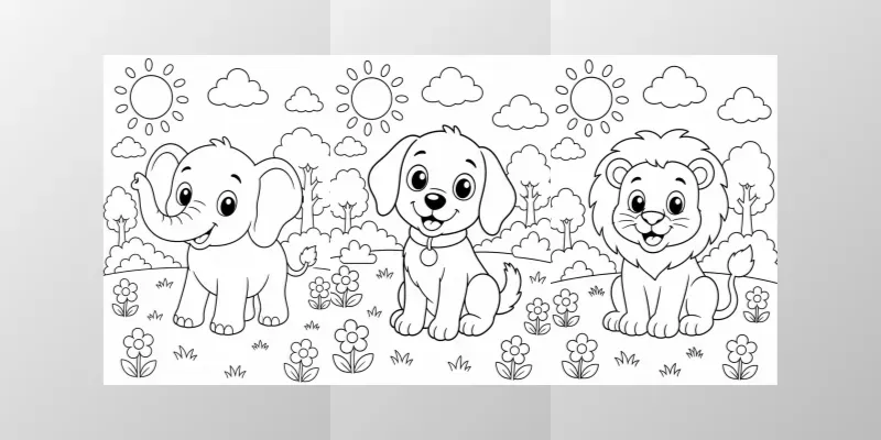 Cute Animals For Coloring generated by undefined