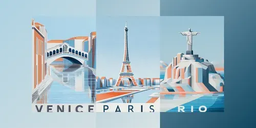Geometric Travel City Posters generated by midjourney