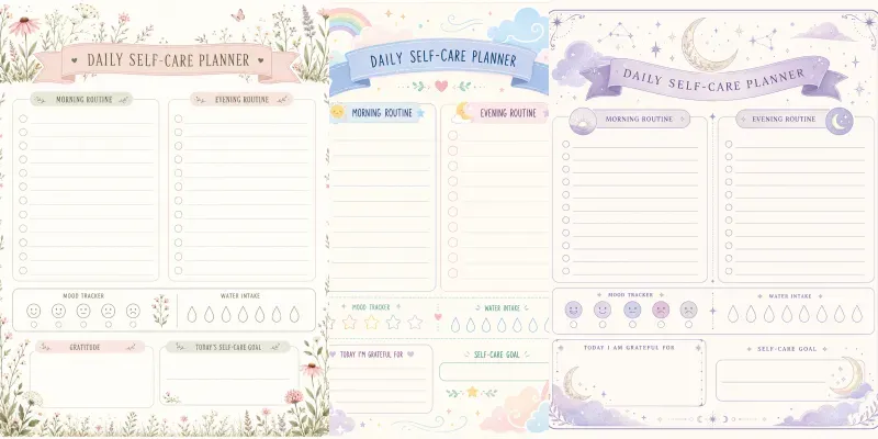 Daily Self Care Planner Pages generated by undefined