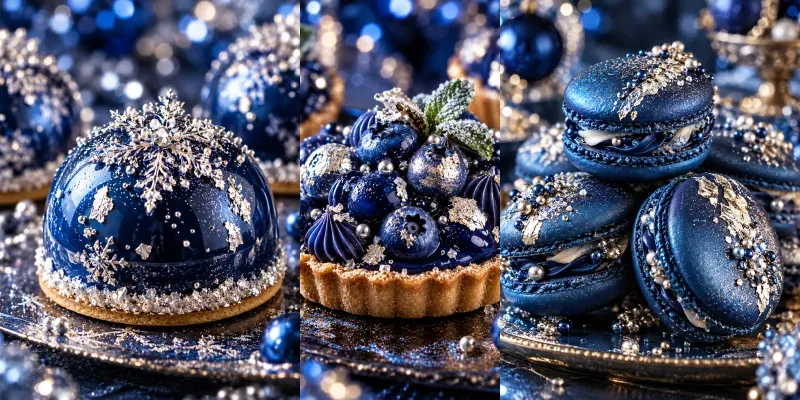 Luxury Blue Silver Xmas Dessert Photos