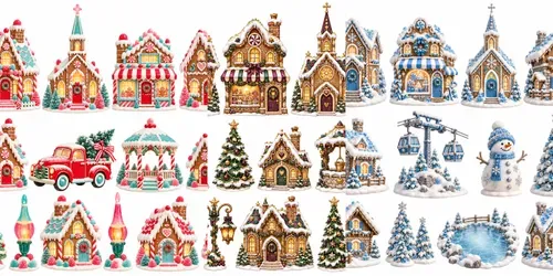 Gingerbread Village Clipart Sheets generated by chatgpt-image