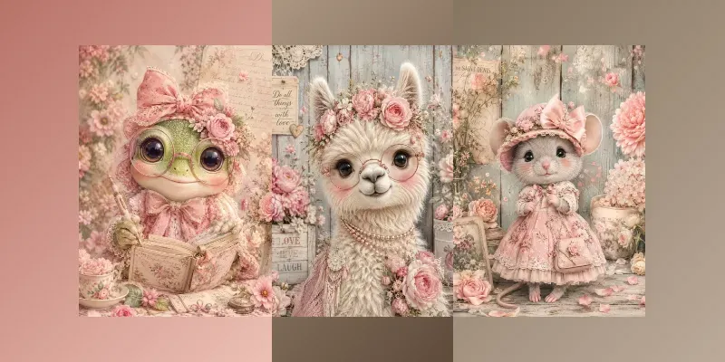 Cute Pastel Vintage Animal Junk Journals generated by undefined