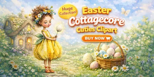 Easter Cottagecore Cute Clipart generated by midjourney