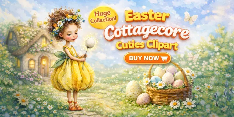 Easter Cottagecore Cute Clipart