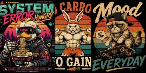 Retro Funny Animal Tshirt Designs generated by chatgpt-image