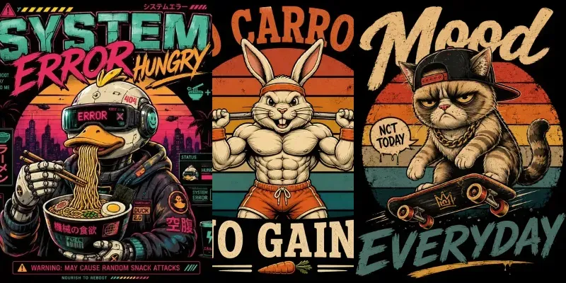 Retro Funny Animal Tshirt Designs generated by undefined