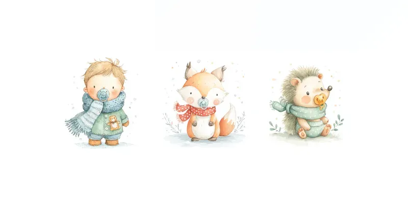 Kawaii Watercolor Character Cliparts generated by undefined