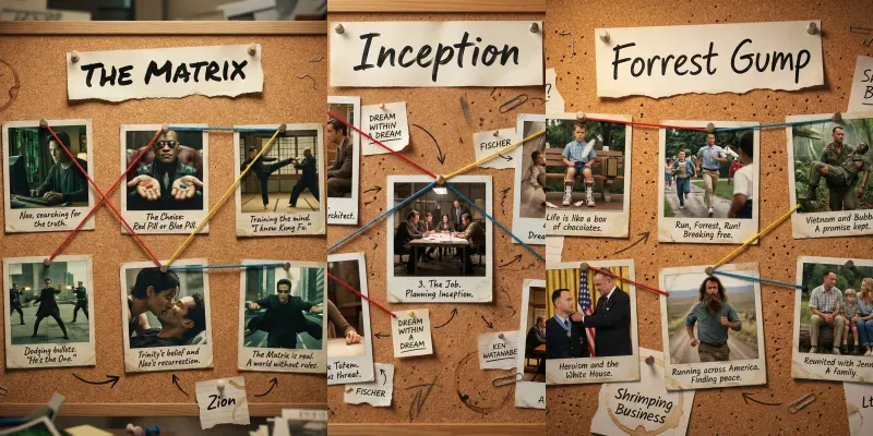 Cinematic Storyboard Cork Boards generated by undefined