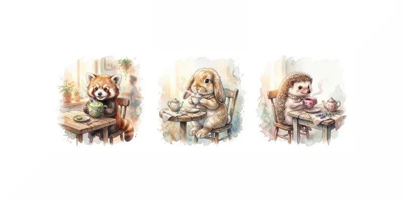 Watercolor Cafe Animal Sticker Clipart generated by undefined