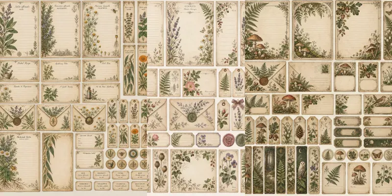 Vintage Botanical Stationery Sets