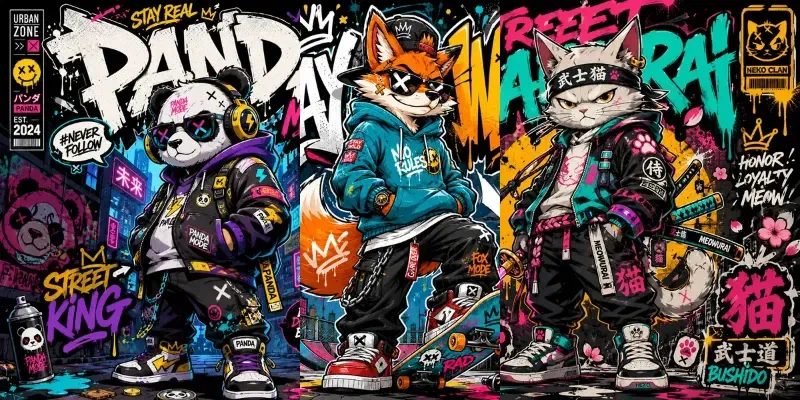 Urban Graffiti Character Poster Bundles generated by undefined