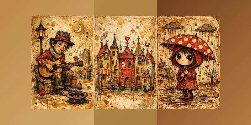 Vintage Grunge Whimsy British Folk Art generated by undefined