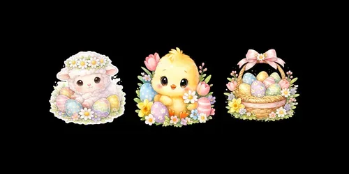 Cute Easter Chibi Sticker Art generated by chatgpt-image