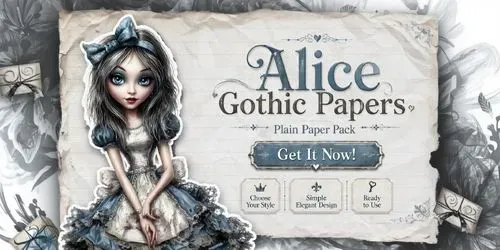 Alice In Gothic World Plain Papers generated by midjourney