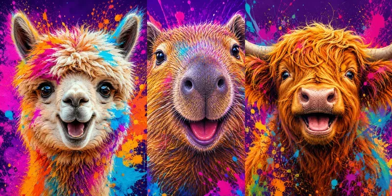 Neon Splash Animal Portraits generated by undefined