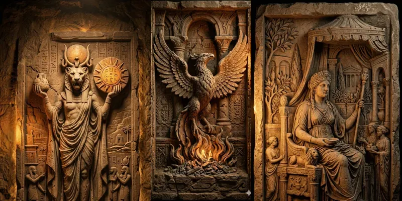 Ancient Stone Basrelief Carving Art generated by undefined