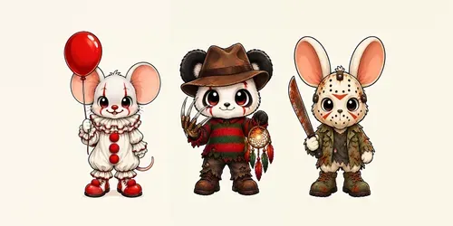 Cute Horror Mascot Tshirt Designs generated by chatgpt-image