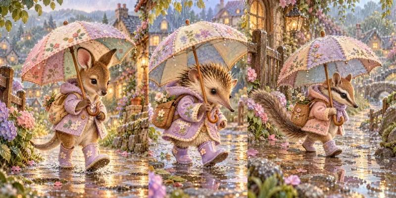 Cute Baby Umbrella Walks