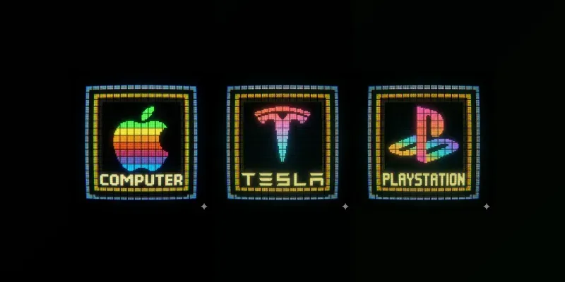 Retro 80s Pixel Logo Brand Reboot Art generated by undefined