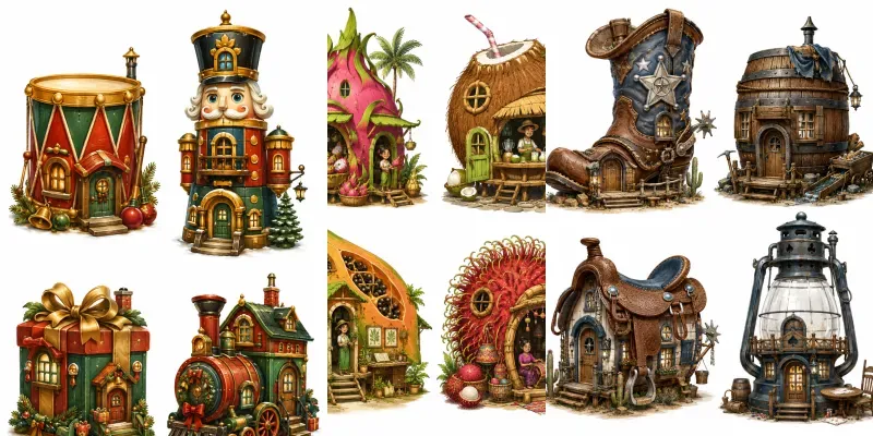 Western Cottage Clipart Collections generated by undefined