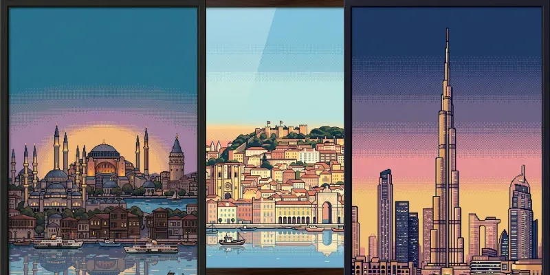 Pixel Art City Skyline Poster Studios generated by undefined