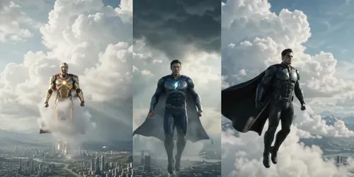 Epic Superhero Sky Flight Cinematics generated by veo