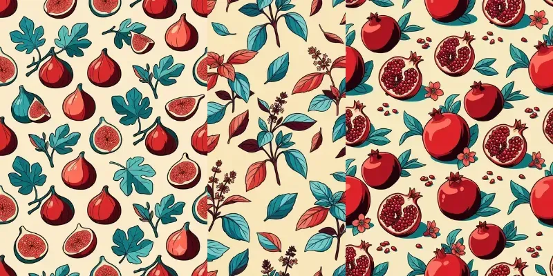 Retro Red Teal Seamless Patterns generated by undefined