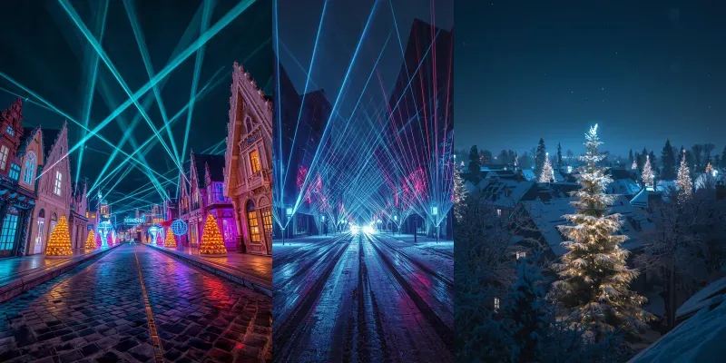 Futuristic Christmas Villages With Lasers generated by undefined