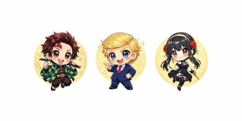 Cute Glossy Chibi Characters generated by undefined