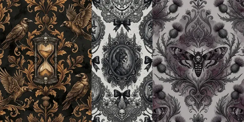 Victorian Gothic Ink Damask Patterns generated by undefined