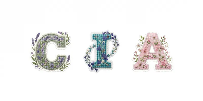 Gingham Floral Letter Sticker Pod Art generated by undefined